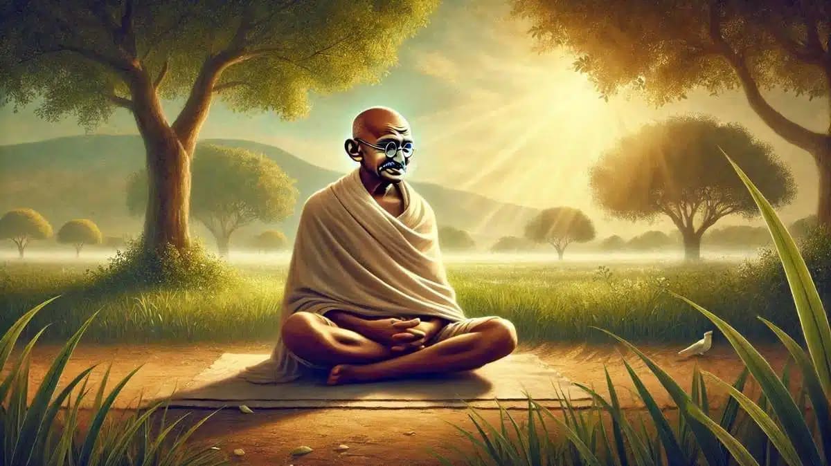 The inspiration behind Mahatma Gandhi quotes, emphasizing simplicity and non-violence in a serene and peaceful setting.