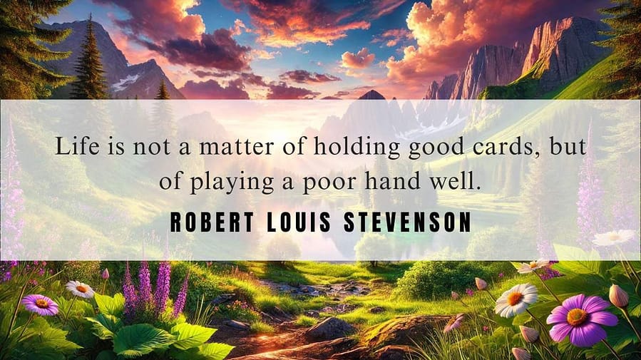 A motivational quotation and illustration from Robert Louis Stevenson dated September 8, 2024