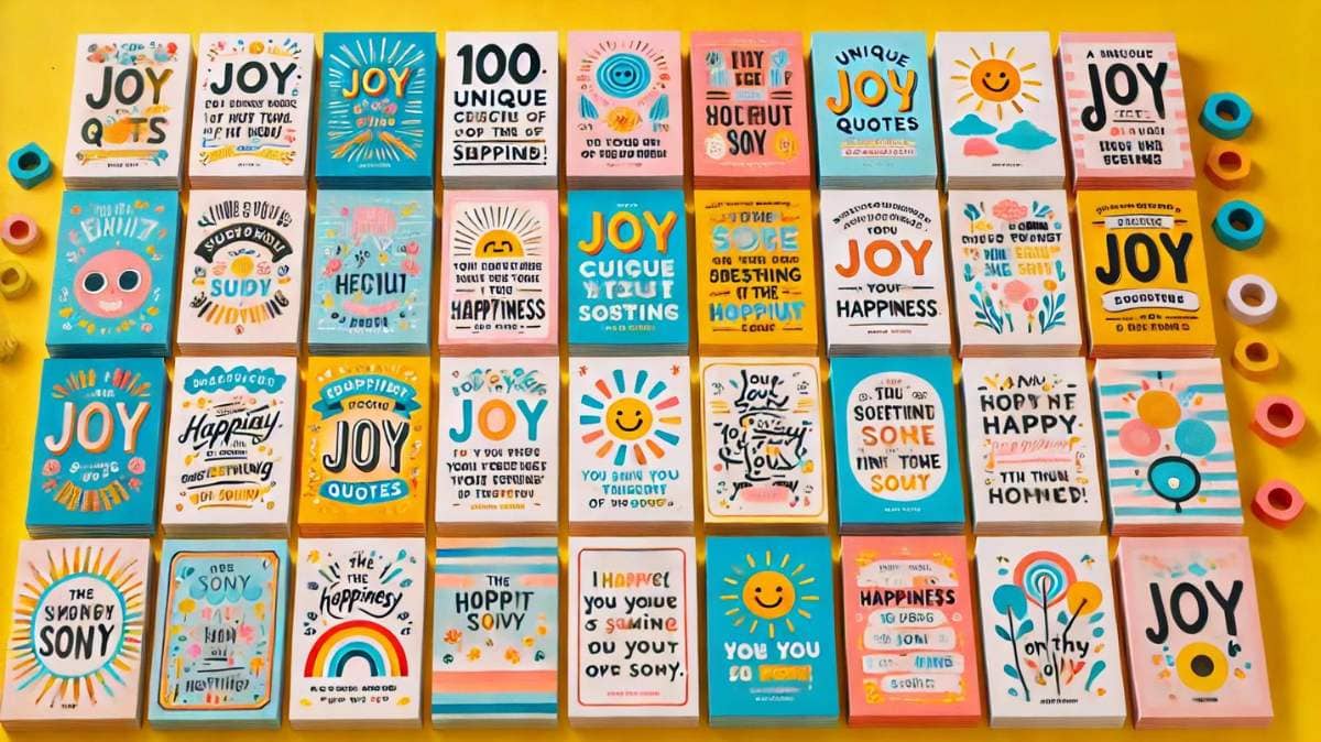 A vibrant collection of 100 unique joy quotes with thoughtful explanations designed to inspire happiness and positivity in daily life.